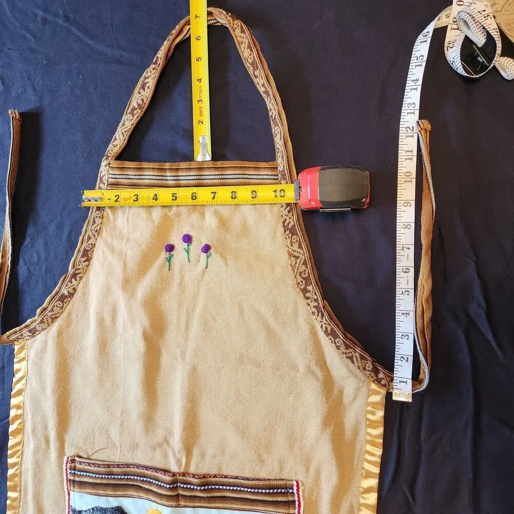 Unique Southwest Bib-style Apron With Front Pockets  Measurements In Photos
